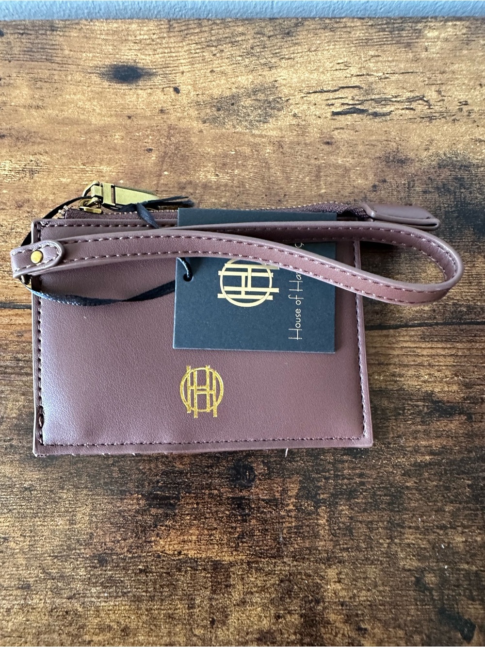 House of Harlow 1960 Burgundy Brown Faux Leather Card Holder Wallet Wristlet NWT - Picture 6 of 6